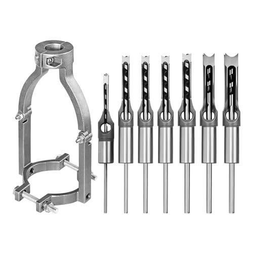 Vierkantlochbohrer Sets mit Adapter, Holzbearbeitungs HSS Holzstemmmeißel-Senker-Bits, Lochsägen-Stemmbohrer-Set, 6,4 mm, 8 mm, 9,5 mm, 10 mm, 12,7 mm, 14 mm, 16 mm (7-teilig) von uzoyfoda