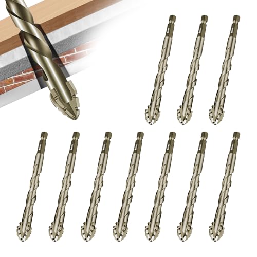 Vierschneidiger Sägezahn Exzenterbohrer, hochfester gezackter Bohrer, 1/4-Sechskantschaft, hochfester Fliesenbohrersatz mit Hartmetallspitze (6mm,Yellow) von uzoyfoda