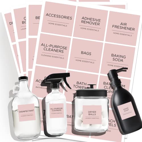 Minimalistisches Waschraum-Etiketten-Set, v2croft 144 vorgedruckte matte Vinyl-Hausorganisations-Aufkleber für Waschküche, Wäscheschrank, Badezimmer, Reinigungsmittel, wasserdichte Aufkleber (Rosa) Minimalistisches Waschraum-Etiketten-Set, v2croft 144 vorgedruckte matte Vinyl-Hausorganisations-Aufkleber für Waschküche, Wäscheschrank, Badezimmer, Reinigungsmittel, wasserdichte Aufkleber (Rosa) von v2croft