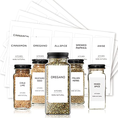 160 minimalistische Gewürzglas-Etiketten, schwarzer Text auf weißem, wasserfestem Etikett, schwere, matte Etiketten, passend für runde Küchenspeisedosen oder rechteckige Gewürz- und Kräutergläser 160 minimalistische Gewürzglas-Etiketten, schwarzer Text auf weißem, wasserfestem Etikett, schwere, matte Etiketten, passend für runde Küchenspeisedosen oder rechteckige Gewürz- und Kräutergläser von v2croft