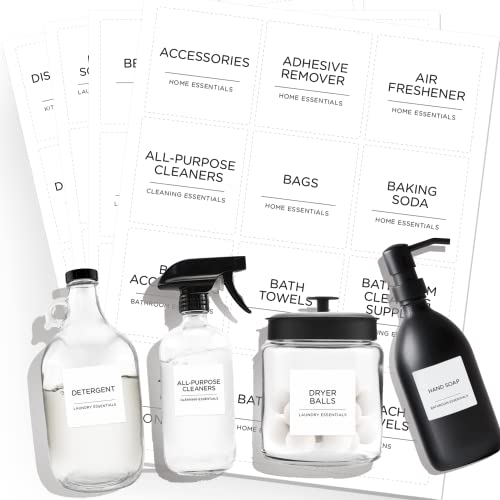 Minimalistisches Waschraum-Etiketten-Set, v2croft 144 vorgedruckte matte Vinyl-Hausorganisations-Aufkleber für Waschküche, Wäscheschrank, Badezimmer, Reinigungsmittel, wasserdichte Aufkleber (weiß) Minimalistisches Waschraum-Etiketten-Set, v2croft 144 vorgedruckte matte Vinyl-Hausorganisations-Aufkleber für Waschküche, Wäscheschrank, Badezimmer, Reinigungsmittel, wasserdichte Aufkleber (weiß) von v2croft