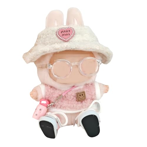 5-teiliges Labubu-Kleidung – Kleidung für Labubu-Outfit, schickes Stil-Set für 17 cm große Labubu-Puppen – Kleidung + Samthut + kleine Kamera + Brille + Leinenschuhe, keine Puppe (A) von vYwYvLife