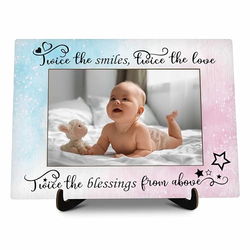 valucise A74 Bilderrahmen für Zwillinge, Aquarell-Baby-Bilderrahmen mit Ständer, Zwillingsgeschenke für Babys, Neugeborene und Vater, Heimdekoration, Wohnzimmer, Schlafzimmer valucise A74 Bilderrahmen für Zwillinge, Aquarell-Baby-Bilderrahmen mit Ständer, Zwillingsgeschenke für Babys, Neugeborene und Vater, Heimdekoration, Wohnzimmer, Schlafzimmer von valucise