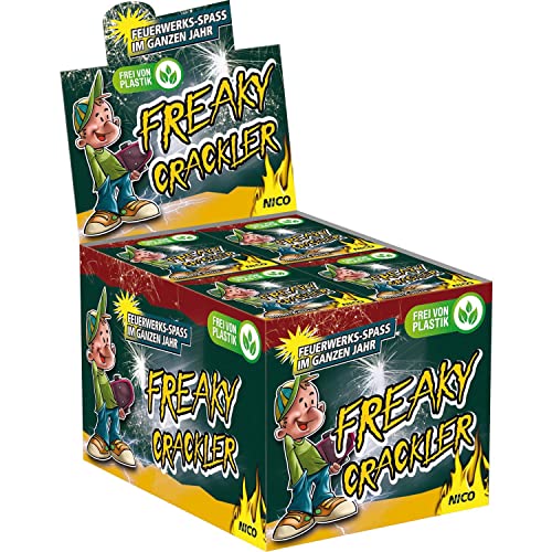 vama 144 Freaky Crackler von Nico Knalltüten Knattertüten mit Crackling und roten Sternen - frei von Plastik - Silvester Feuerwerk Jugendfrei (24 Packungen/1 Display) von vama