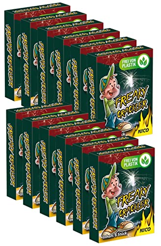 vama 72 Freaky Crackler von Nico Knalltüten Knattertüten mit Crackling und roten Sternen - frei von Plastik - Silvester Feuerwerk Jugendfrei (12 Packungen) von vama