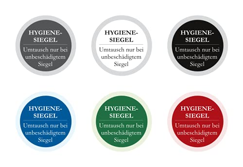 Hygienesiegel Siegeletiketten Siegel "Umtausch nur bei unbeschädigten Siegel" - 20 mm - Dokumentenfolie - blau grün rot schwarz weiß grau (grün, 500) von vamani