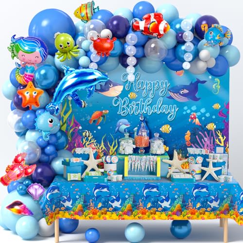 Unterwasserwelt Geburtstagsdeko Jungen Mädchen Ozean Party Deko mit Hai Delfin Folienballons Hintergrund Tischdecke Blau Luftballon Girlande für Kinder Unterwasser Kindergeburtstag Party Dekoration Unterwasserwelt Geburtstagsdeko Jungen Mädchen Ozean Party Deko mit Hai Delfin Folienballons Hintergrund Tischdecke Blau Luftballon Girlande für Kinder Unterwasser Kindergeburtstag Party Dekoration von vamei