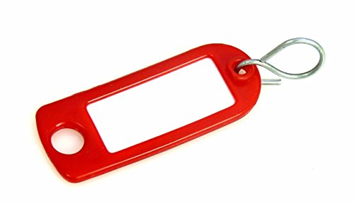 van den Heuvel Schlüsselanhänger rot | 200 Schlüsselanhänger Rohlinge zur Beschriftung | Schlüsselschild mit S-Haken zum Beschriften und Auswechseln | spritzwassergeschützte Schlüssel Beschriftungsschilder von van den Heuvel