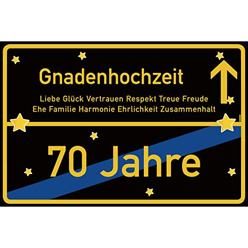 vanva Gnadenhochzeit Schild Gnadenhochzeit Ortsschild 30x20 cm Liebe Hochzeit Deko 70. Hochzeitstag Party Deko Geschenke Dekoration Hochzeits-Deko Gnadenhochzeit Geschenkideen von vanva