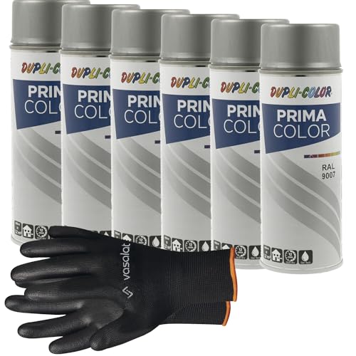 vasalat Dupli-Color Lackspray graualuminium matt RAL 9007 - Sprühlack für Metall, Kunststoff und Holz - wetterfeste Sprühfarbe für den Innen- und Außenbereich UV -beständig, 6 Stück von vasalat