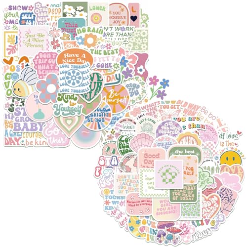 100 Stück Dänische Pastell Aufkleber Bunte Sticker Aesthetic Wasserfeste PVC Sticker Cute Stickers für DIY Handyhülle Laptop Skateboard [4-6cm] von vcsjw