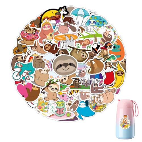 100 Stück Faultier Aufkleber Für Kinder,Süße Cartoon Faultier Aufkleber,Schöne Tier Sticker,Wasserdichtes Vinyl Tier Sticker,Für DIY Dekoration Sammelalbum von vcsjw
