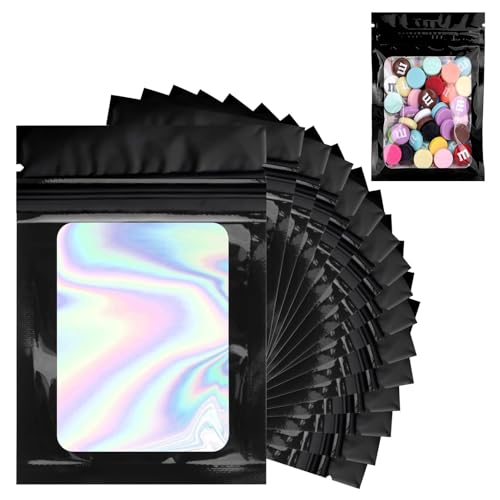 120 Stück Mylar Beutel Set,7 * 10cm Schwarz Mylar Folienbeutel,Wiederverschließbare Beutel,Schwarz Wiederverschließbare Beutel,Druckverschlussbeutel,Für Süßigkeiten,Kekse,Schmuck (Black) von vcsjw