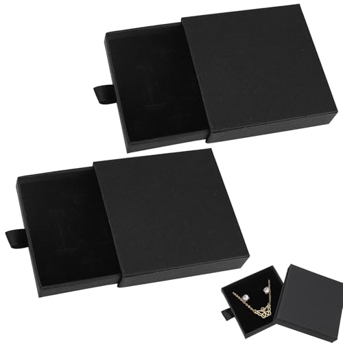 2 Pack Schmuck Geschenkbox,Schmuckschachtel,7x7x1.7cm Schmuckbox Klein,Kraft Schwarze Geschenkbox mit Deckel Klein,Schmuckschatulle Klein für Armbänder Ringe Ohrringe Ketten 2 Pack Schmuck Geschenkbox,Schmuckschachtel,7x7x1.7cm Schmuckbox Klein,Kraft Schwarze Geschenkbox mit Deckel Klein,Schmuckschatulle Klein für Armbänder Ringe Ohrringe Ketten von vcsjw