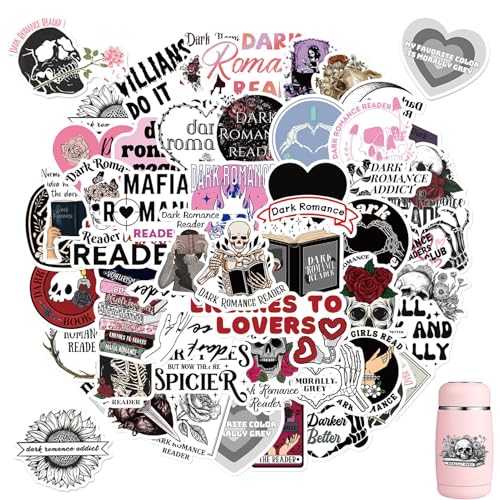 Dark Romance Sticker,50 Stück Dunkle Aesthetic Leser Sticker Set,Wasserdichte Dark Romanticism Aufkleber für Scrapbook Skateboard Laptop Wasserflasche Dark Romance Sticker,50 Stück Dunkle Aesthetic Leser Sticker Set,Wasserdichte Dark Romanticism Aufkleber für Scrapbook Skateboard Laptop Wasserflasche von vcsjw