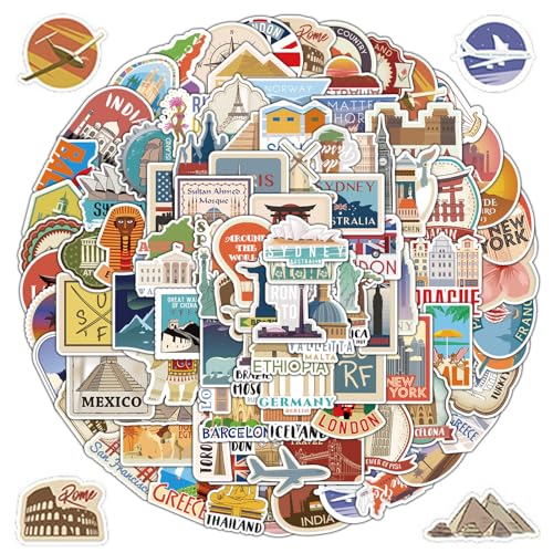 Welt Reise Sticker,100 PCS Sticker Reisen,Sticker Urlaub,Koffer Aufkleber,Berühmte Symbole Sehenswürdigkeiten Travel Sticker,Wasserfest Vintage Reise Aufkleber Set für Koffer Auto Fahrrad Laptop Helm Welt Reise Sticker,100 PCS Sticker Reisen,Sticker Urlaub,Koffer Aufkleber,Berühmte Symbole Sehenswürdigkeiten Travel Sticker,Wasserfest Vintage Reise Aufkleber Set für Koffer Auto Fahrrad Laptop Helm von vcsjw