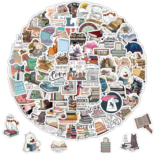 vcsjw 100 Stück Bookish Sticker,Book Sticker,Buch Lesen Vintage Aufkleber,Buch Sticker,wasserdichte Vinyl Reading Aufkleber für Wasserflasche Laptop Tagebuch Scrapbook Skateboard vcsjw 100 Stück Bookish Sticker,Book Sticker,Buch Lesen Vintage Aufkleber,Buch Sticker,wasserdichte Vinyl Reading Aufkleber für Wasserflasche Laptop Tagebuch Scrapbook Skateboard von vcsjw