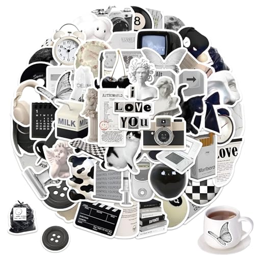 vcsjw 60 Stück Sticker Schwarz Weiss,Wasserfeste Sticker Aesthetic Sticker Bookish Sticker,Künstlerische Vintage Aufkleber für DIY Buch Skateboard Koffer Laptop vcsjw 60 Stück Sticker Schwarz Weiss,Wasserfeste Sticker Aesthetic Sticker Bookish Sticker,Künstlerische Vintage Aufkleber für DIY Buch Skateboard Koffer Laptop von vcsjw