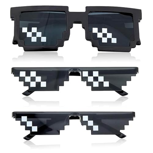 vcsjw Pixel Brille,3 Stück Pixel Mosaik Brille,Lustige Brillen,Party Brille,Lustige Sonnenbrillen,Thug Life Brille Coole Sonnenbrille für Party Verkleidungen Foto Requisiten - Schwarz,Unisex vcsjw Pixel Brille,3 Stück Pixel Mosaik Brille,Lustige Brillen,Party Brille,Lustige Sonnenbrillen,Thug Life Brille Coole Sonnenbrille für Party Verkleidungen Foto Requisiten - Schwarz,Unisex von vcsjw