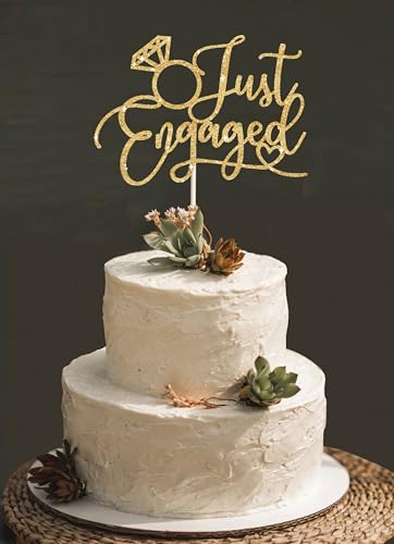 Just Engaged Tortenaufsatz für Verlobungsparty-Dekorationen, goldenes Verlobungsringschild, "We're Engaged"-Kuchenaufsätze, Dekorationen Just Engaged Tortenaufsatz für Verlobungsparty-Dekorationen, goldenes Verlobungsringschild, "We're Engaged"-Kuchenaufsätze, Dekorationen von veegood