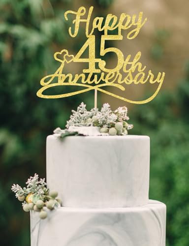 Kuchendekoration "Happy 45th Anniversary" – Dekoration zum 45. Hochzeitstag, Kuchendekoration zum 45. Hochzeitstag, Party-Dekoration zum 45. Jahrestag Kuchendekoration "Happy 45th Anniversary" – Dekoration zum 45. Hochzeitstag, Kuchendekoration zum 45. Hochzeitstag, Party-Dekoration zum 45. Jahrestag von veegood