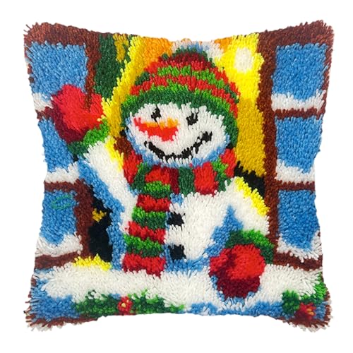Knüpfhaken-Set für Erwachsene und Kinder, Anfänger zum Selbermachen, Knüpfhaken-Kissen-Set, vorgedruckte Knüpfhaken-Teppich-Kits, Kreuzstich, Stickkissen für Zuhause, Sofa, Dekoration, 43,2 x 43,2 cm von veirousa