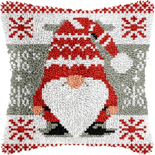Knüpfhaken-Set mit Weihnachtswichteln für Erwachsene und Kinder, Anfänger, DIY-Knüpfkissen-Set, vorgedruckte Haken- und Knüpfteppich-Kits, Kreuzstich-Stickerei, Kissenbezug für Zuhause, Sofa, Knüpfhaken-Set mit Weihnachtswichteln für Erwachsene und Kinder, Anfänger, DIY-Knüpfkissen-Set, vorgedruckte Haken- und Knüpfteppich-Kits, Kreuzstich-Stickerei, Kissenbezug für Zuhause, Sofa, von veirousa