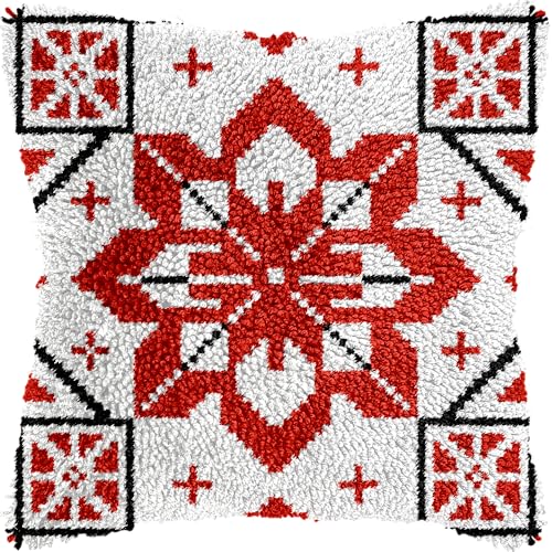 Knüpfhaken-Set mit nordischem Weihnachtsstern für Erwachsene und Kinder, Anfänger, DIY-Knüpfkissen-Set, vorgedruckte Knüpfhaken, Teppich-Kits, Kreuzstich, Stickkissen für Zuhause, Sofa, Dekoration, Knüpfhaken-Set mit nordischem Weihnachtsstern für Erwachsene und Kinder, Anfänger, DIY-Knüpfkissen-Set, vorgedruckte Knüpfhaken, Teppich-Kits, Kreuzstich, Stickkissen für Zuhause, Sofa, Dekoration, von veirousa