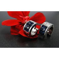 Edelstahl Creolen 14mm Ohrringe Blau Zirkonia Ohrschmuck Strass, neu von vendor-unknown