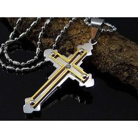 Edelstahl Kreuz Anhänger mit Kette Edelstahlkette Halskette, neu von vendor-unknown