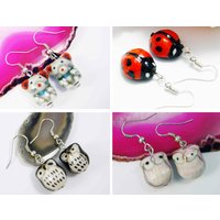 Süße Kinderohrstecker Porzellan Ohrstecker Eule Mäuschen Marienkäfer Ohrschmuck von vendor-unknown