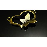 Verbinder Herz mit Schmetterling 30x18mm 3 Stk. bronzefarben Metall, C-12 von vendor-unknown