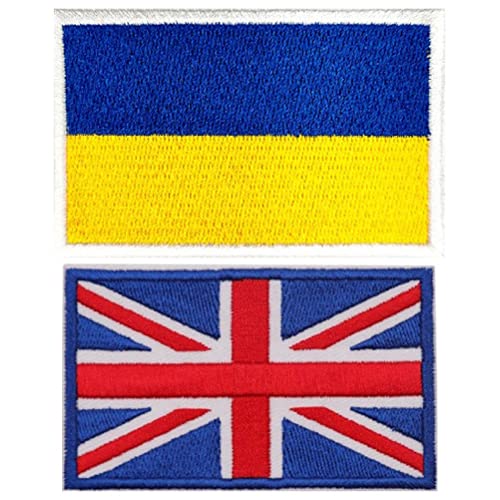 2pcs Britische Ukraine Flagge Patches Besticktes Eisen Auf Patch National Badge Emblem Hakenschleife Für Hat -bag -rucksack von Vepoty