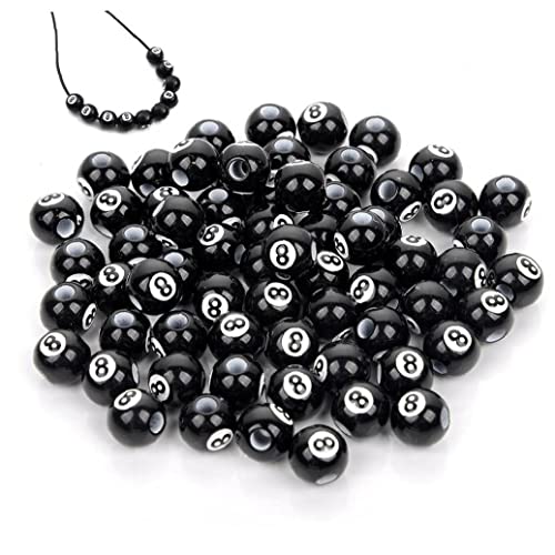 50pcs Acryl Big Hole Round Spacer Ball Perlen Billard Black 8 Word -ballperlen Für Schmuck Herstellung Von Diy -armbandzubehör von Vepoty