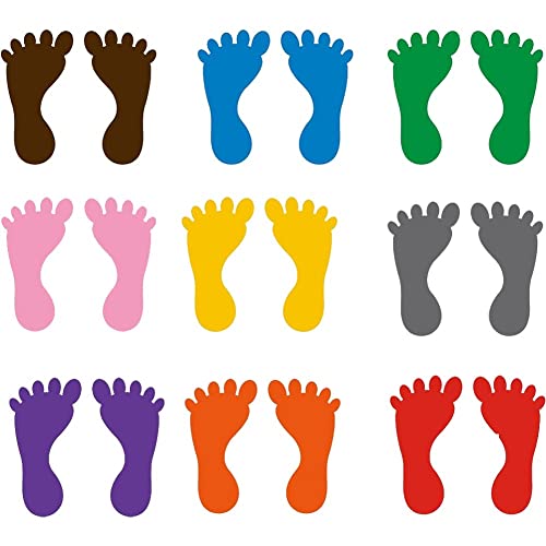 Vepoty Kinder-Fußabdruck-Aufkleber, 9 Paar, Selbstklebende Bodenaufkleber, Kindergarten-Fußabdruck-Aufkleber für Bodentreppen-Dekoration von Vepoty