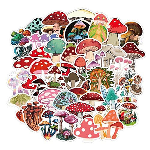 Niedliche Pilz-Aufkleber, 50 Stück, Cartoon-ästhetische Pilz-Aufkleber, wasserdichte Vinyl-Aufkleber für Laptop, Wasserflasche, Telefon von Vepoty