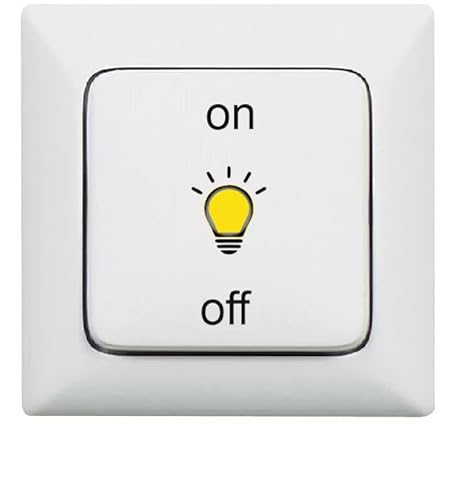 Symbol Aufkleber Licht on off, Abziehbild (RMP13/1) (gelb - schwarz auf transparenter Folie, 1,5 cm) von verkauflade by Chr/Su