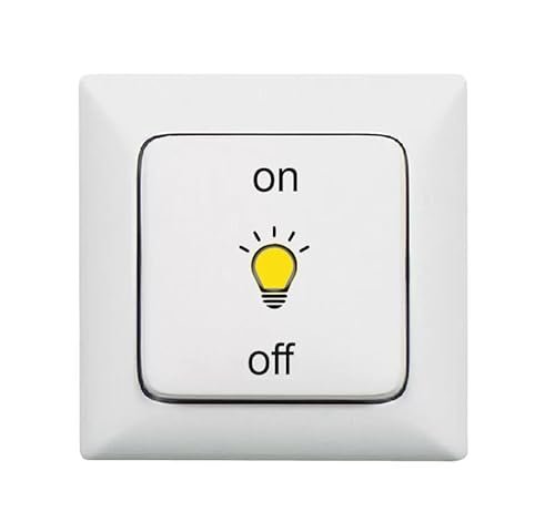 Symbol Aufkleber Licht on off, Abziehbild (RMP13/1) (gelb - schwarz auf transparenter Folie, 1,9 cm) von verkauflade by Chr/Su