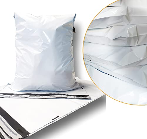 100 Versandtüten Coex Versandbeutel für Kleidung Versandtaschen 450 x 550 mm [60my] Weiß/Schwarz Blickdicht Selbstklebend Verpackungstüten Folienversandtaschen von verpacking