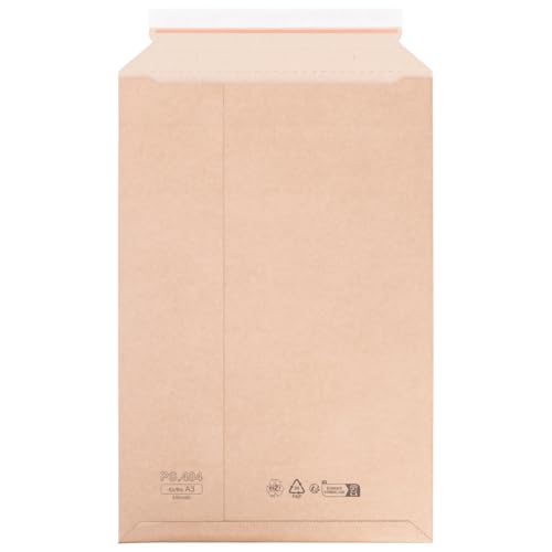 verpacking Wellpappversandtaschen Braun 330 x 490 mm ? A3 [Gr??? e und St??ckzahl w??hlbar] Kartonversandtasche Versandtasche Pappe selbstklebend Versandumschl??ge aus Wellpappe 200 St??ck von verpacking