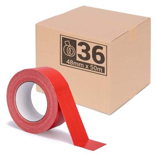verpacking 36er Pack | Premium Panzertape Rot [50m x 48mm] Gewebeband Reparaturband | hohe Klebekraft | Klebeband von verpacking