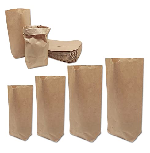 verpacking - SET - 4 verschiedene Größen | Kreuzbodenbeutel lebensmittelunbedenklich | 4x 50 Stück | Papiertüten Braun Beutel Kraftpapier Tüte Bodenbeutel von verpacking