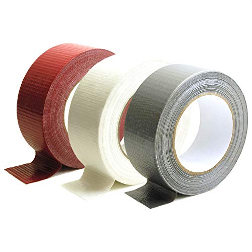 verpacking Gewebeband Panzertape 48,5mm x 50m (3 Rollen, Rot, Silber & Wei?) Klebeband Gewebeklebeband Innen und Au? en hohe Klebekraft von verpacking