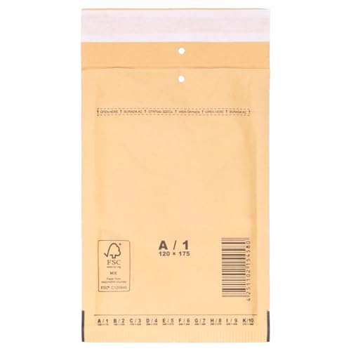 verpacking Luftpolstertaschen Versandtaschen Luftpolsterumschlag A1, Innenmaß 100 x 165 mm (Außenmaß 120 x 175 mm) Braun Polsterumschläge selbstklebend geeignet für DIN A6 (800 Stück) von verpacking