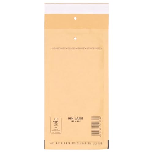verpacking Luftpolstertaschen Versandtaschen Luftpolsterumschlag DIN Lang, Innenmaß 100 x 220 mm (Außenmaß 125 x 235 mm) Braun Polsterumschläge selbstklebend (100 Stück) von verpacking