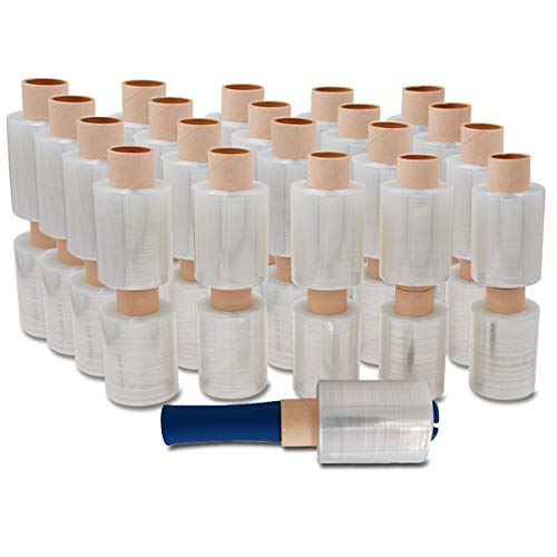 verpacking Mini-Stretchfolie 23 my stark 100 mm x 150 m rei? fest, dehnbar & zuverl??ssig Handstretchfolie Stretchfolie Verpackungsfolie (40 Rollen + 1 Abroller) von verpacking
