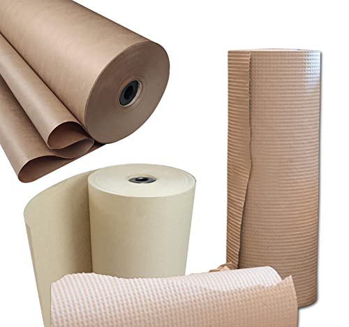 verpacking PACKPAPIER 3er SET | Kraftpapier, Schrenzpapier & Polsterpapier | auf Rolle 50 cm breit von verpacking