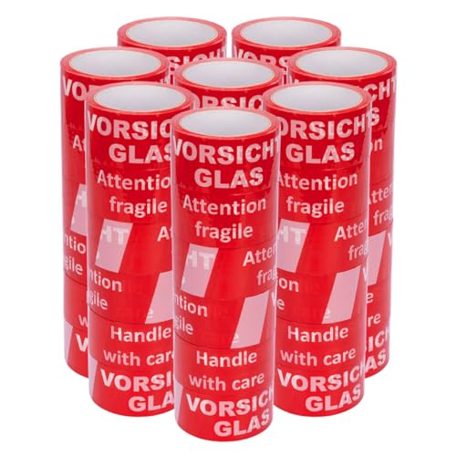 verpacking Paketklebeband [Ausführung, Farbe & Stückzahl wählbar] Klebeband umweltschonend Packband Verpackungsklebeband (48, Vorsicht Glas, Extra leise) von verpacking