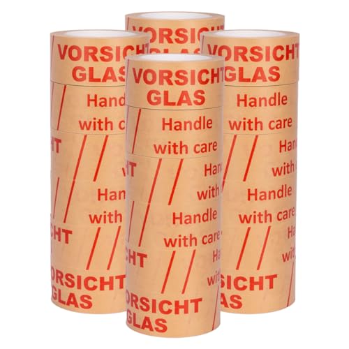 verpacking Paketklebeband [Ausführung, Farbe & Stückzahl wählbar] Klebeband umweltschonend Packband Verpackungsklebeband (24, Vorsicht Glas, Papier) von verpacking