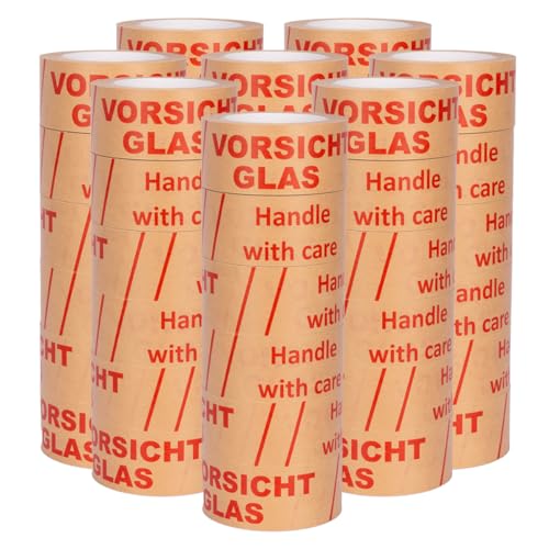 verpacking Paketklebeband [Ausführung, Farbe & Stückzahl wählbar] Klebeband umweltschonend Packband Verpackungsklebeband (48, Vorsicht Glas, Papier) von verpacking